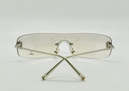 Chanel 4086 C.124|6Y Vintage Shield Sunglasses – Deadstock|Unworn-Camellia Silver