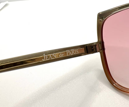 Jean De Paris 674|2 Vintage Sunglasses-Clear Frame Pink Lenses-France Nos