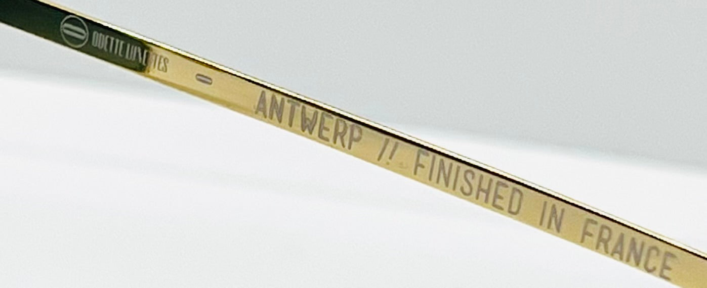 Odette Lunettes Juno M202 Gold Sunglasses-Made In France-Gradient Blue|Green Lenses-New