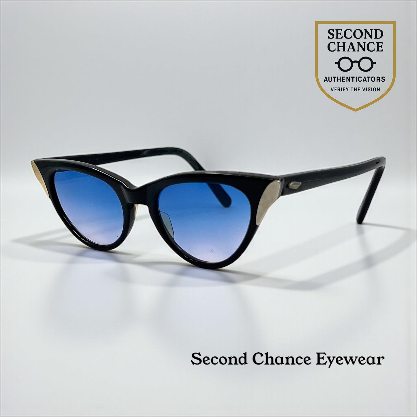 SRO VINTAGE Cat-Eye Sunglasses USA Made-New Blue Gradient Custom Lenses