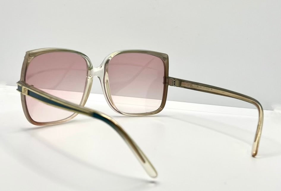 Jean De Paris 674|2 Vintage Sunglasses-Clear Frame Pink Lenses-France Nos