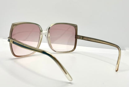 Jean De Paris 674|2 Vintage Sunglasses-Clear Frame Pink Lenses-France Nos