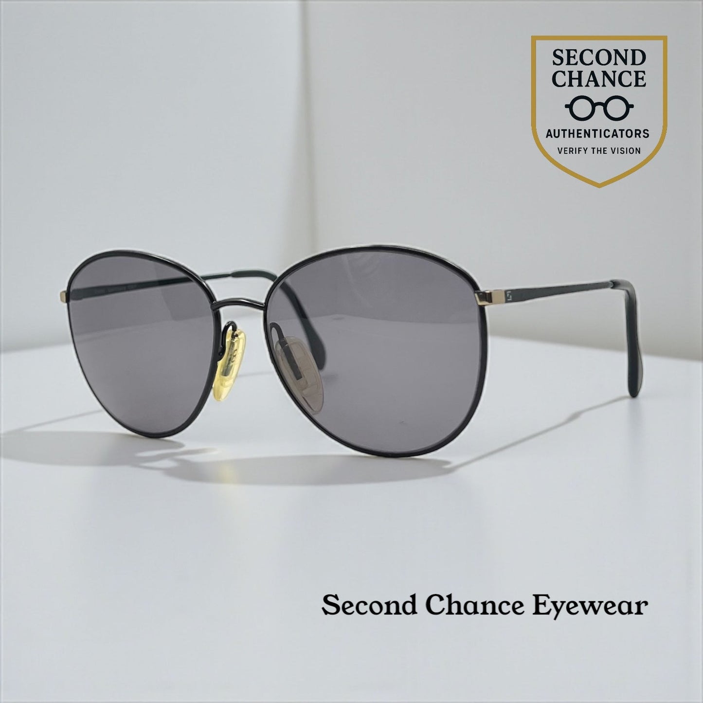 Zeiss 6595 4202 Vintage Sunglasses-New Solid Black Second Chance Custom Lenses-Unworn