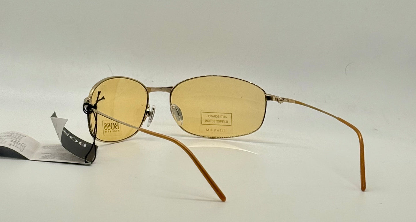 Hugo Boss Hb5774 Titanium Aviator Sunglasses Amber Lens Deadstock Japan