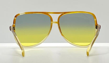 Greece Aviator Vintage Sunglasses-Transparent Amber Frame W|New, Custom Yellow Gradient Lenses-Pre-Owned