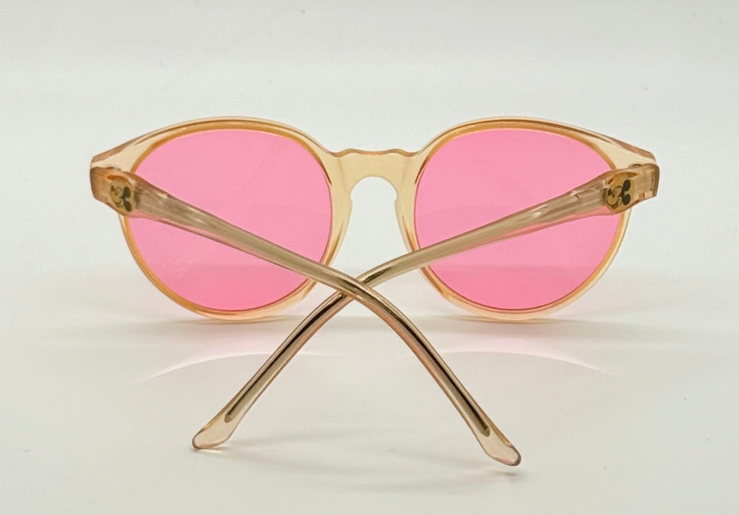 DISNEY- 80s MICKEY MOUSE SUNGLASSES-NEW SOLID PINK CUSTOM LENSES-UNWORN-FRANCE