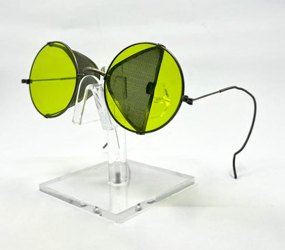 Industrial / Glacier ANTIQUE Spectacles – Green Lenses with Mesh Side Shields – c.1900