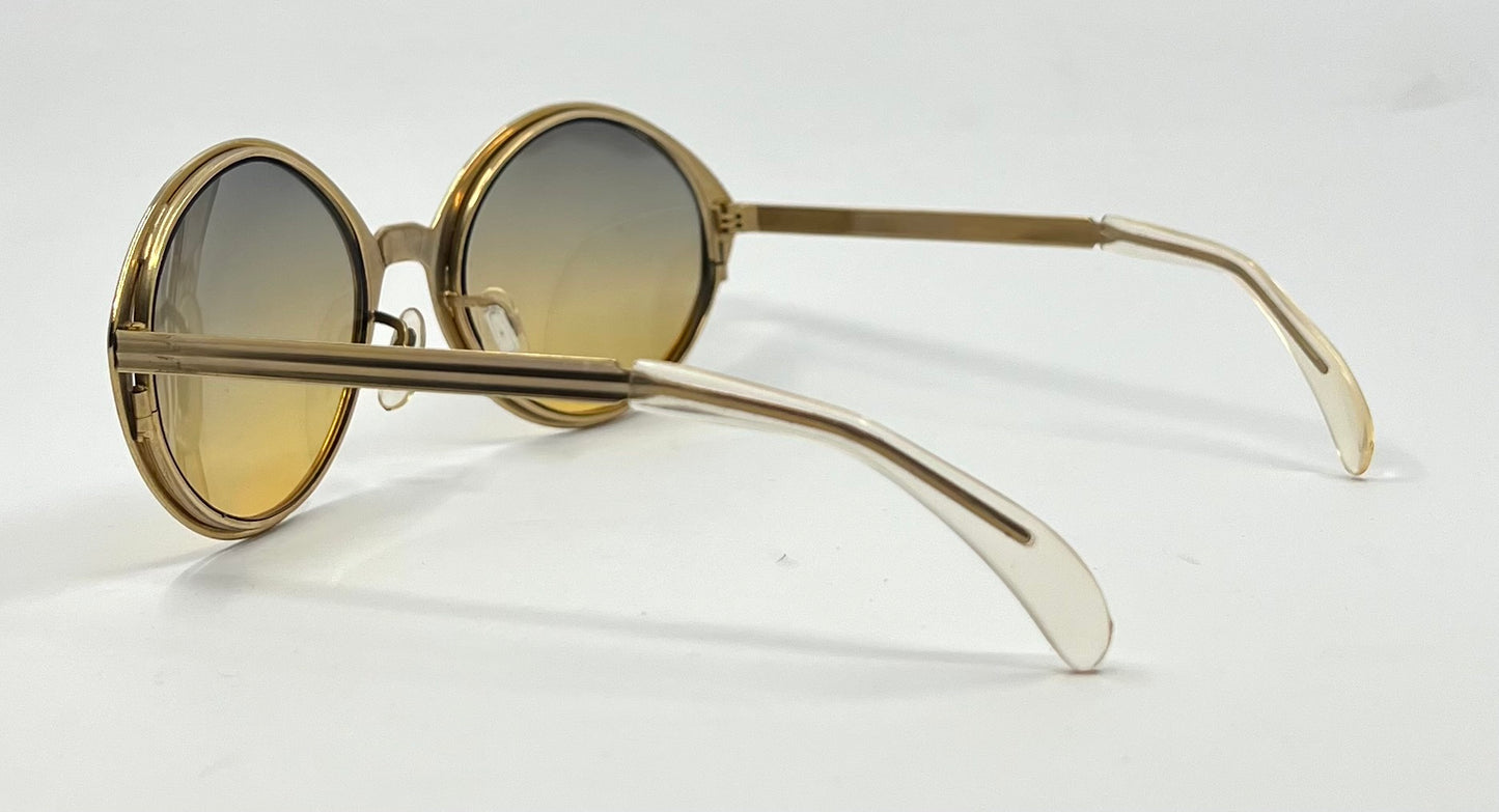 Italian Avant-Garde Round Gold Sunglasses-Vintage Deadstock w/ Second Chance Customs Gradient Lenses