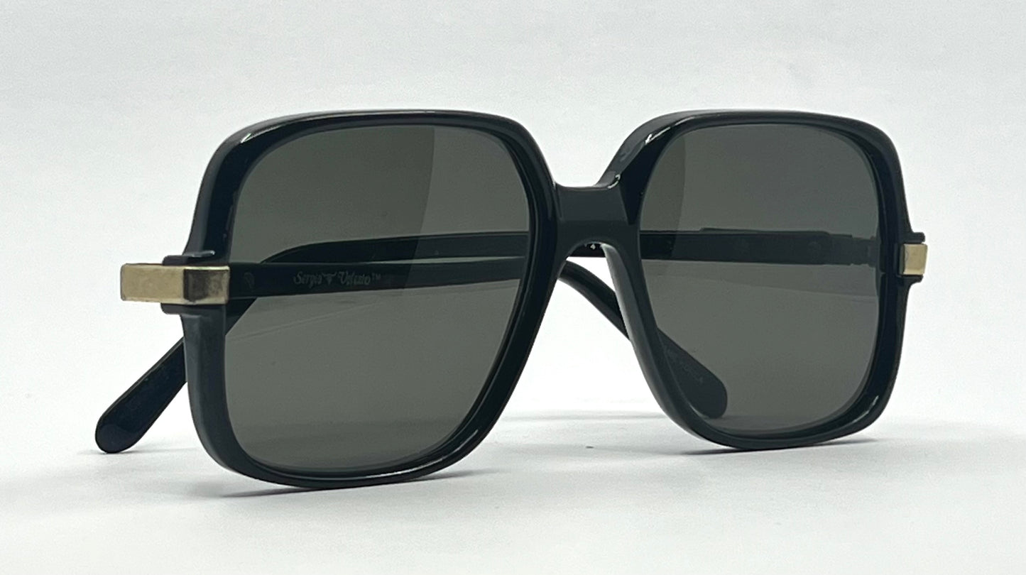 Sergio Valente Vintage Vintage Sunglasses-Black/Gold Deadstock-56mm