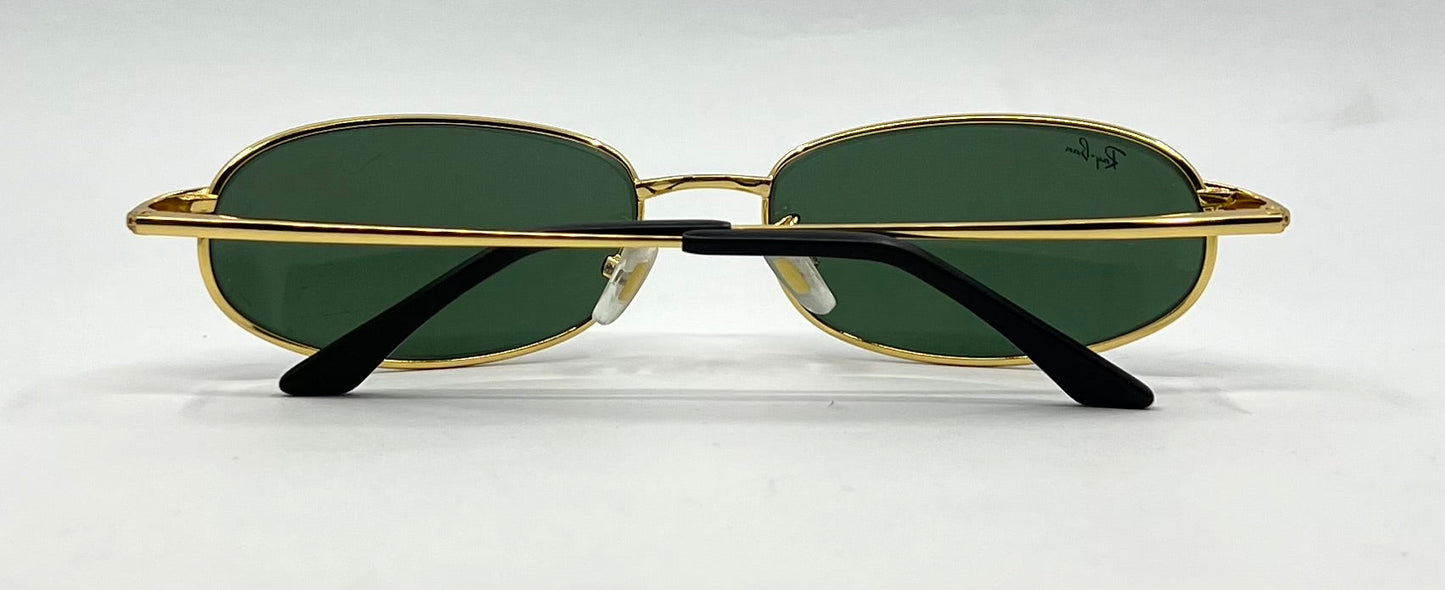Ray-Ban RB8020 ORBS 001 Gold Oval Sunglasses-Green G-15 Glass-59mm-Italy