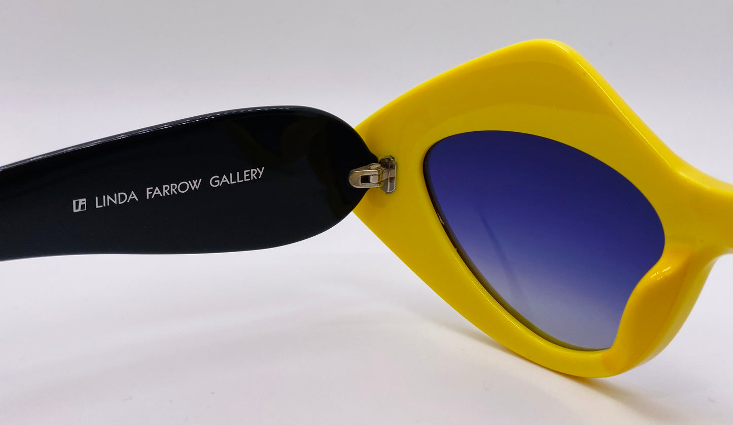 Linda Farrow X Prabal Gurung Pg|17|5 Cat-Eye Sunglasses-Bold Yellow & White Acetate With Gradient Blue Lenses