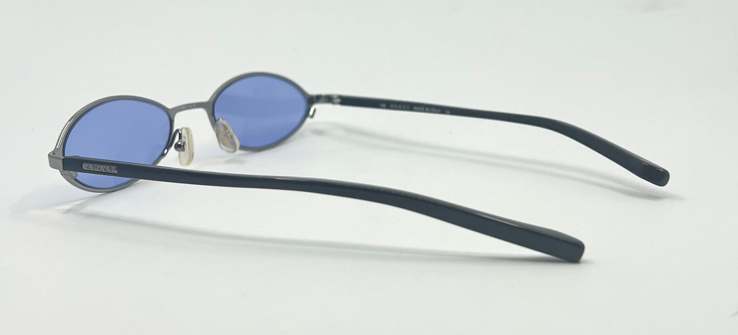 GUCCI GG1668 836 Y2K VINTAGE OVAL SUNGLASSES-NEW SKY BLUE TINTED CUSTOM LENSES