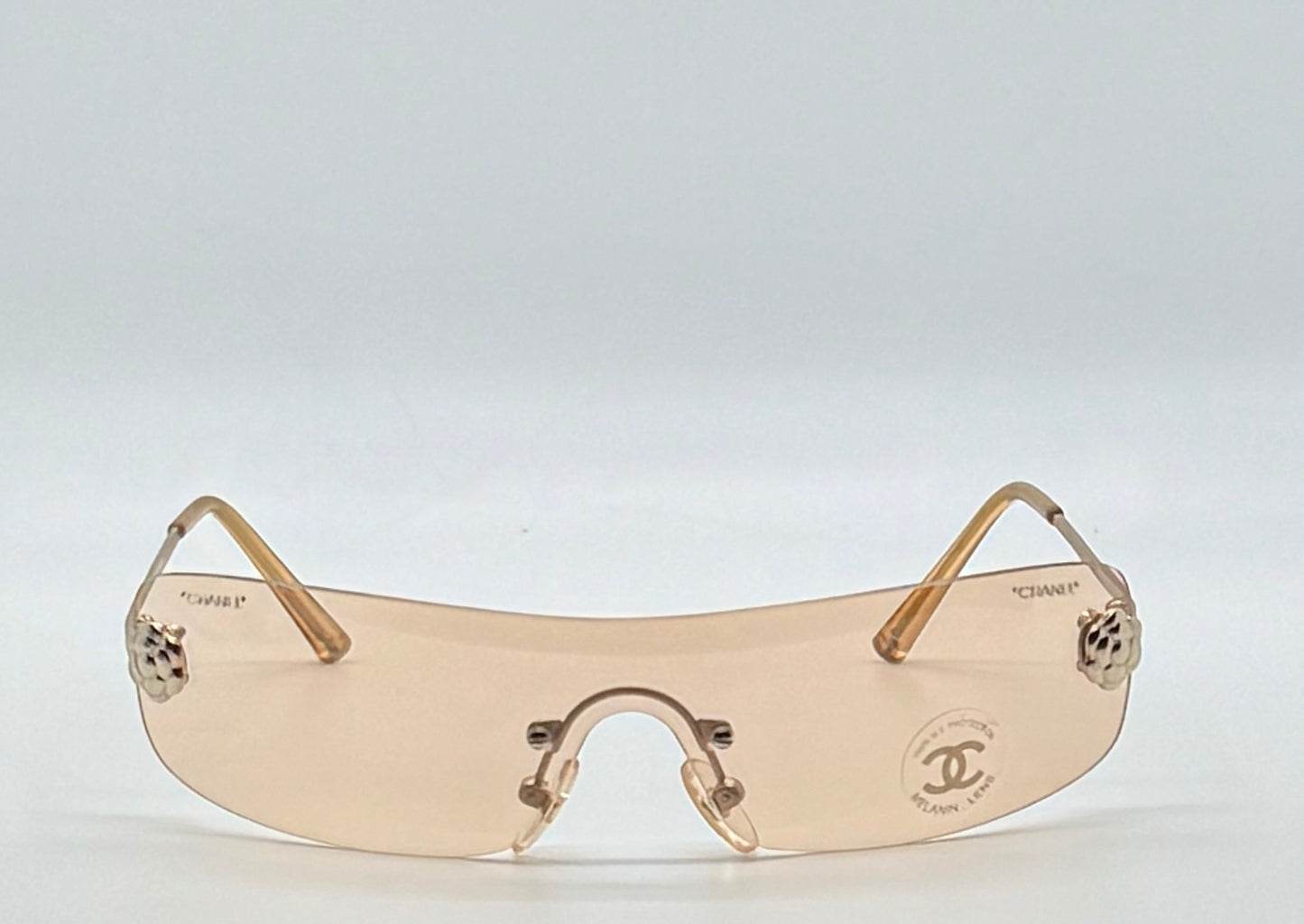 Chanel 4086 C.124|60 Silver Shield Rimless Sunglasses – Vintage Deadstock – Made In Italy