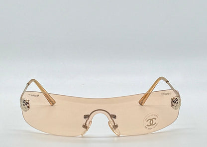 Chanel 4086 C.124|60 Silver Shield Rimless Sunglasses – Vintage Deadstock – Made In Italy