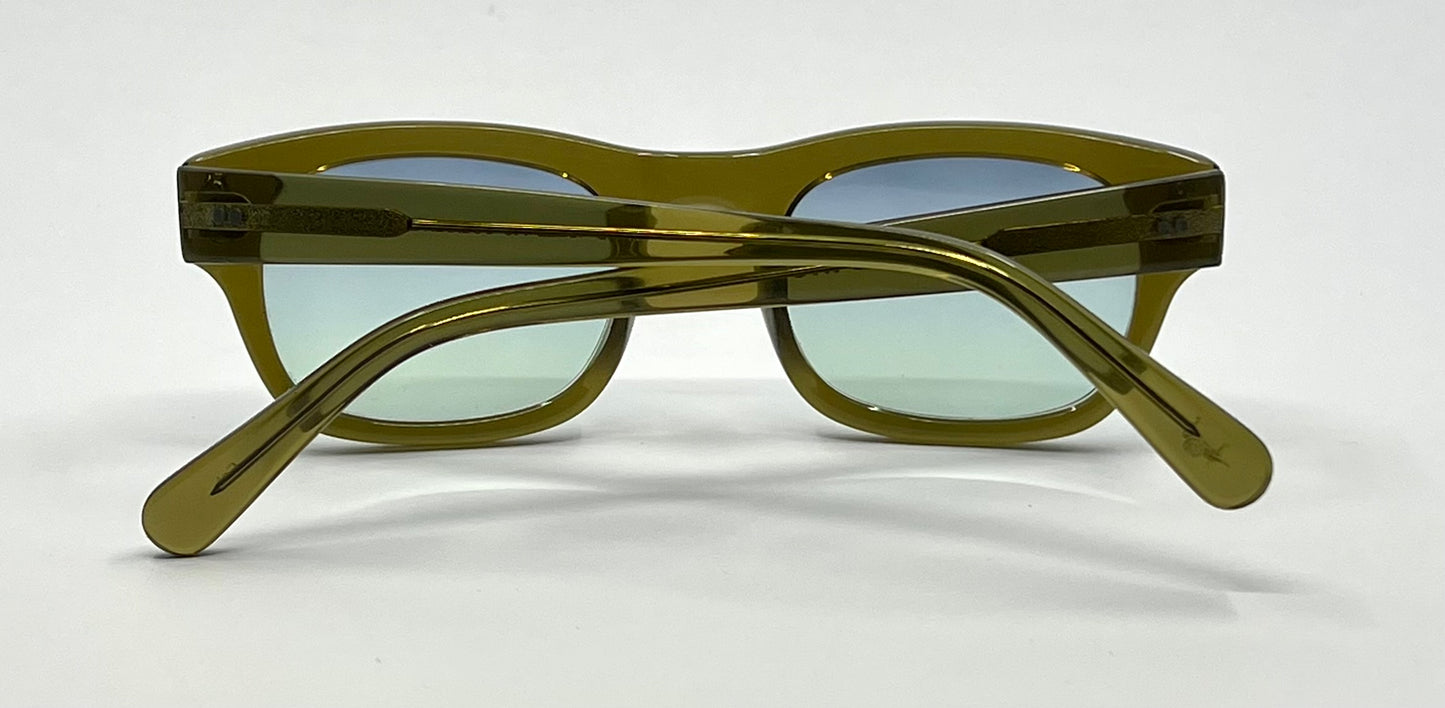 MOSCOT NEBB Sunglasses Olive Green w/New Gradient Custom Tinted Lenses-Full Kit