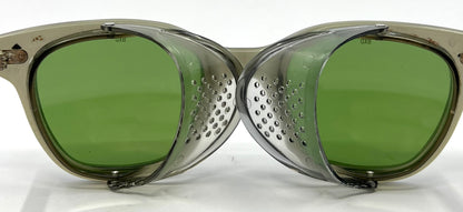 Bouton U-Fit-6 Z87 Safety Glasses USA-Original Green Mineral Glass Lenses-Vintage 1950s
