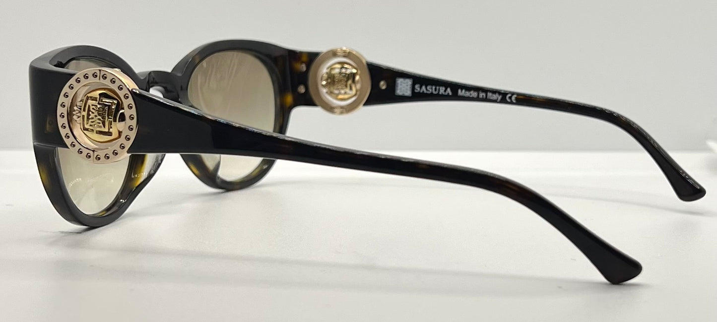 Sasura S205 c.02 Sunglasses-Rose Gold Emblem 49mm-Rare Vintage-Unworn-Italy
