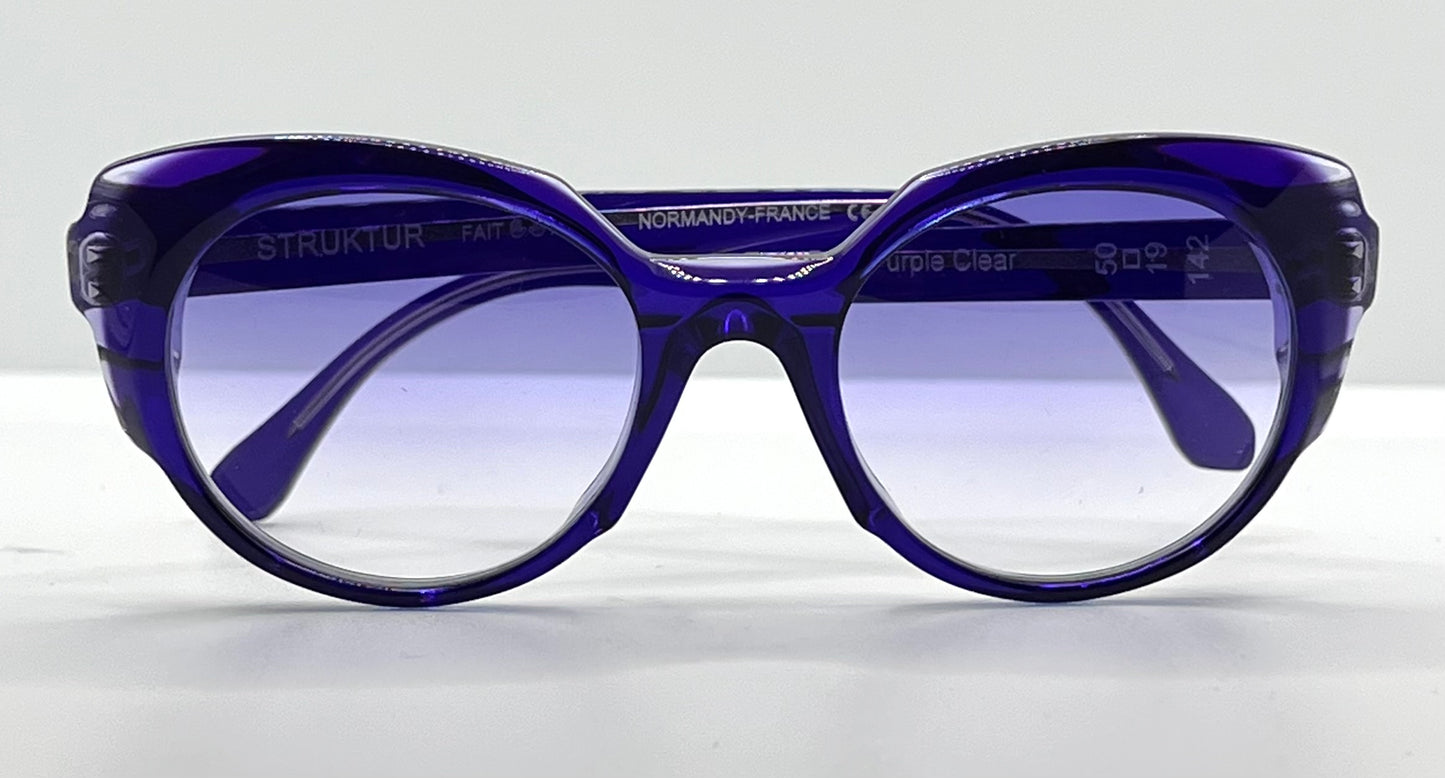 Struktur “Elixir”-Purple Clear Acetate Sunglasses W|New, Custom Lavender Gradient Lenses-New|Unworn-France