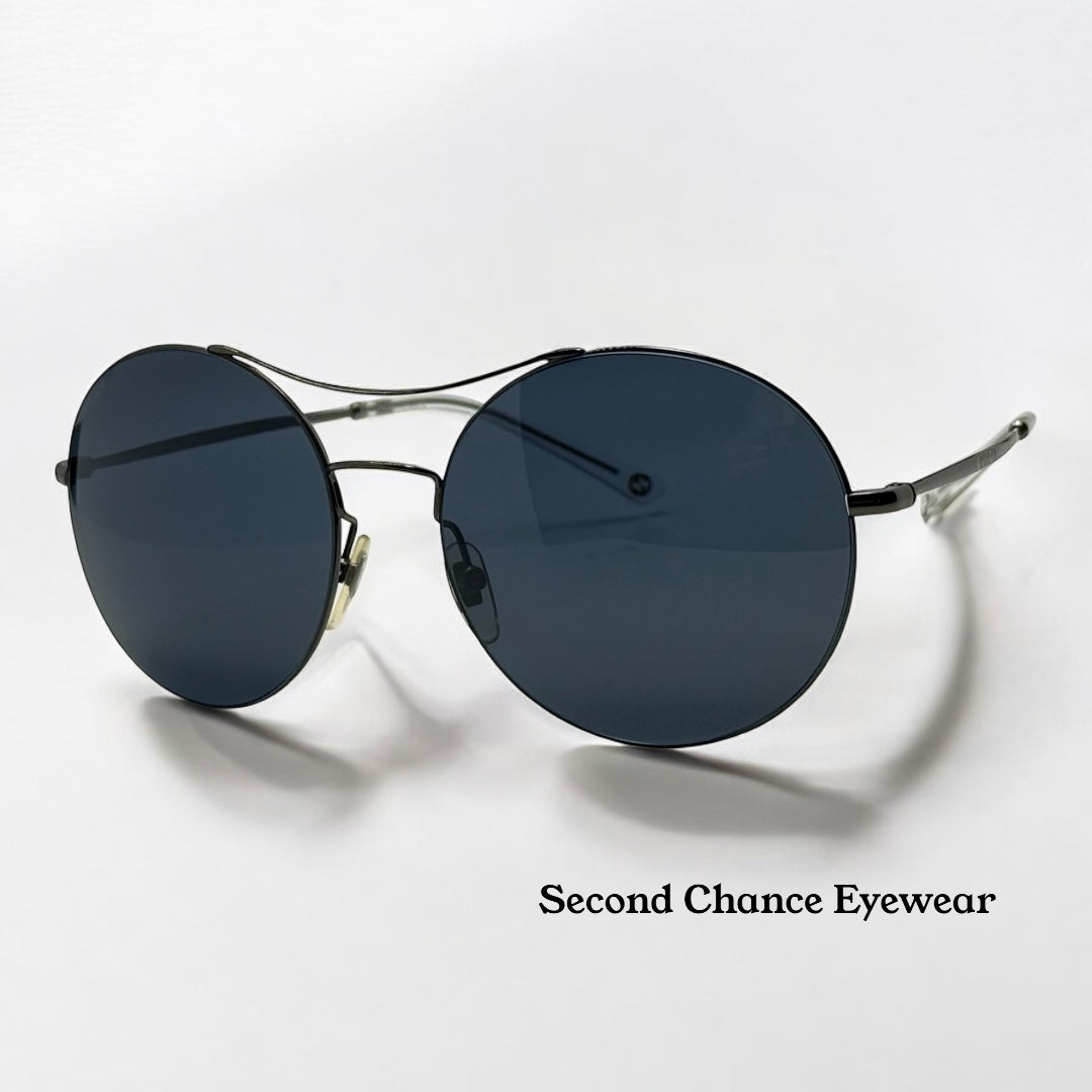 Gucci Gg 4252|S Kj14X Round Sunglasses-58Mm Matte Black-Blue Lens-Italy