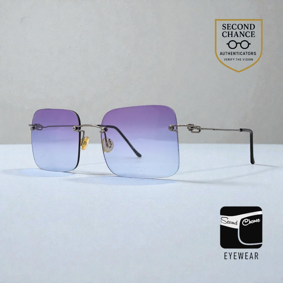 Masters 543 Rimless Gradient Sunglasses – Purple to Blue Lens – G/MET – Unworn