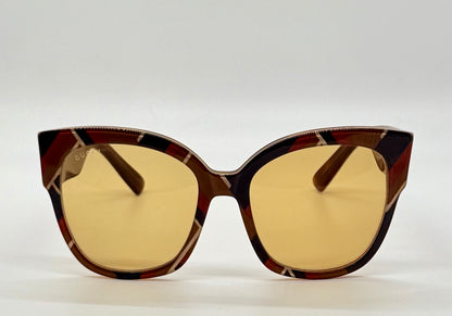 Gucci GG0059S 003 Amber Tortoise Geometric Sunglasses w/ Original Amber Lenses (Unworn)