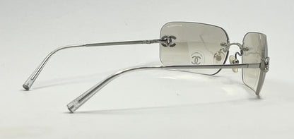 Chanel 4017-D Silver Rimless Sunglasses Swarovski Cc Logo Deadstock