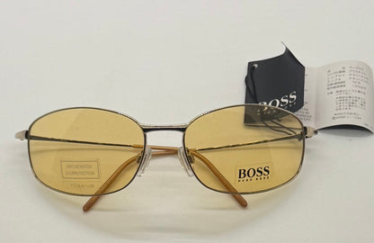 Hugo Boss Hb5774 Titanium Aviator Sunglasses Amber Lens Deadstock Japan
