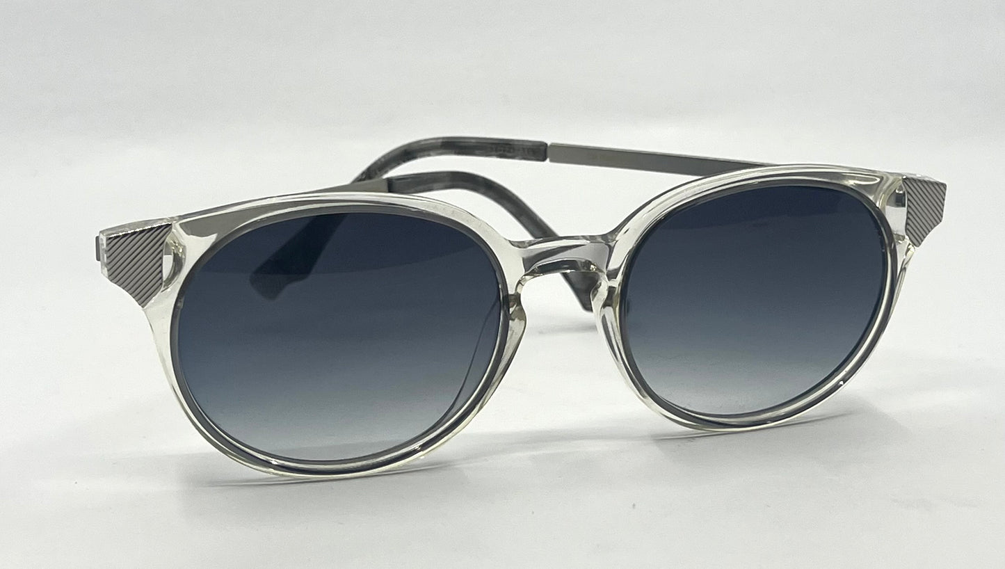 Coco and Breezy CB Inspire 103 Clear Round Sunglasses Grey Gradient Lenses 53-17