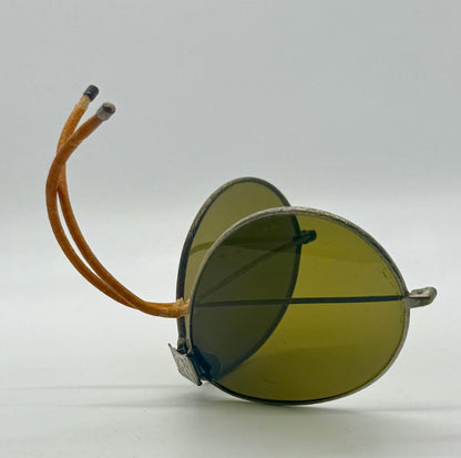 Vintage U.S. Military Esg Folding Aviator Sunglasses – Original Glass Lenses – Eagle Bridge Emblem