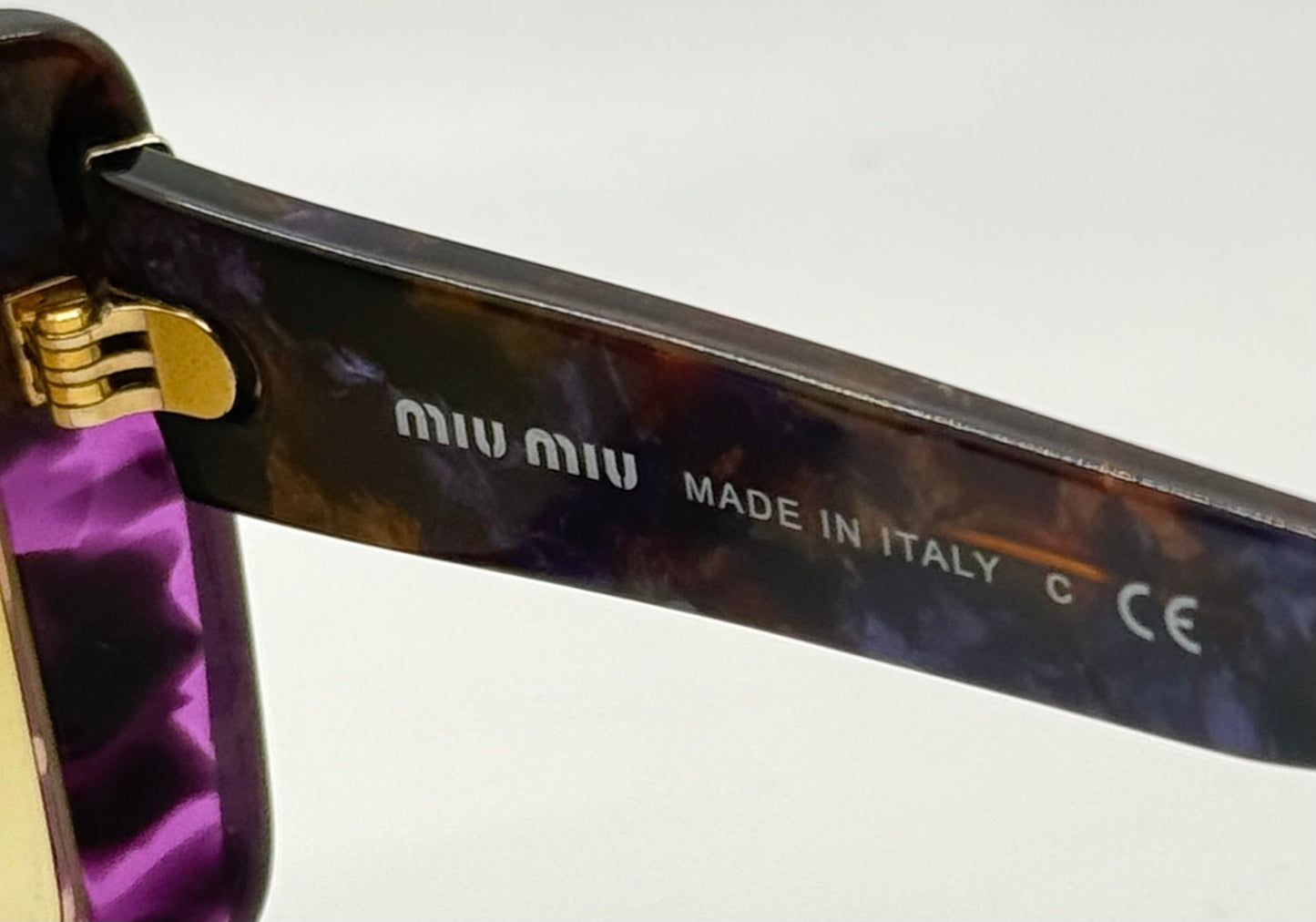 Miu Miu SMU 05O-Vintage Sunglasses-Marbled Purple Amber Frame-Italy-55mm