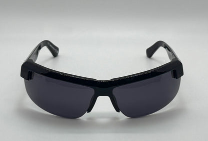 Vintage Off-White Black Shield Wraparound Sunglasses Model Oeri068 1007