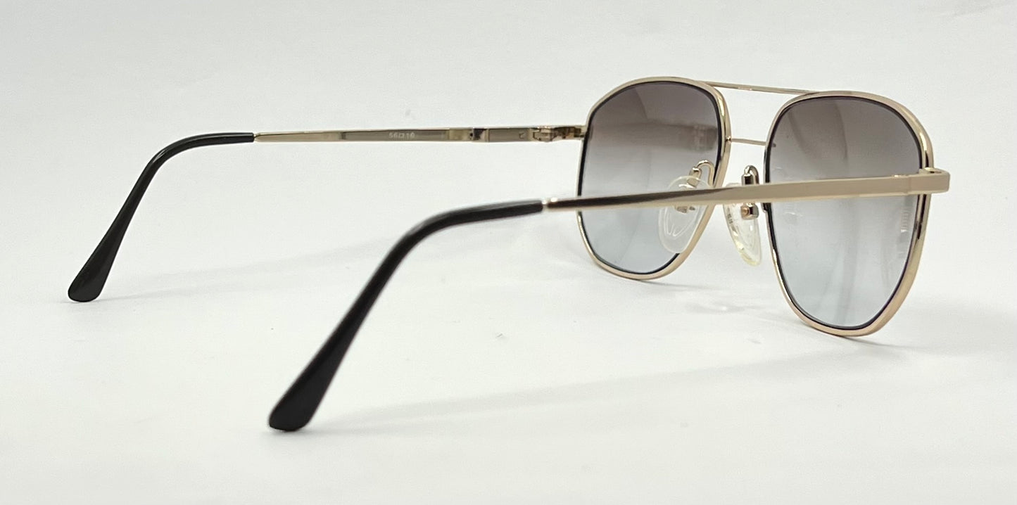 Studio 123-R-Flex Gold Aviator Sunglasses-New Gradient Custom Lenses-1970s Vintage