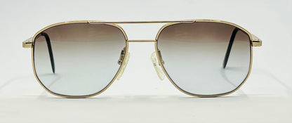 Studio 123-R-Flex Gold Aviator Sunglasses-New Gradient Custom Lenses-1970s Vintage