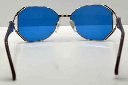 Silhouette M6186|30 Gold Shield Vintage Sunglasses W|New Solid Blue Custom Lenses-Unworn
