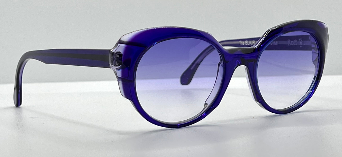Struktur “Elixir”-Purple Clear Acetate Sunglasses W|New, Custom Lavender Gradient Lenses-New|Unworn-France