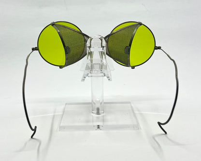 Industrial / Glacier ANTIQUE Spectacles – Green Lenses with Mesh Side Shields – c.1900