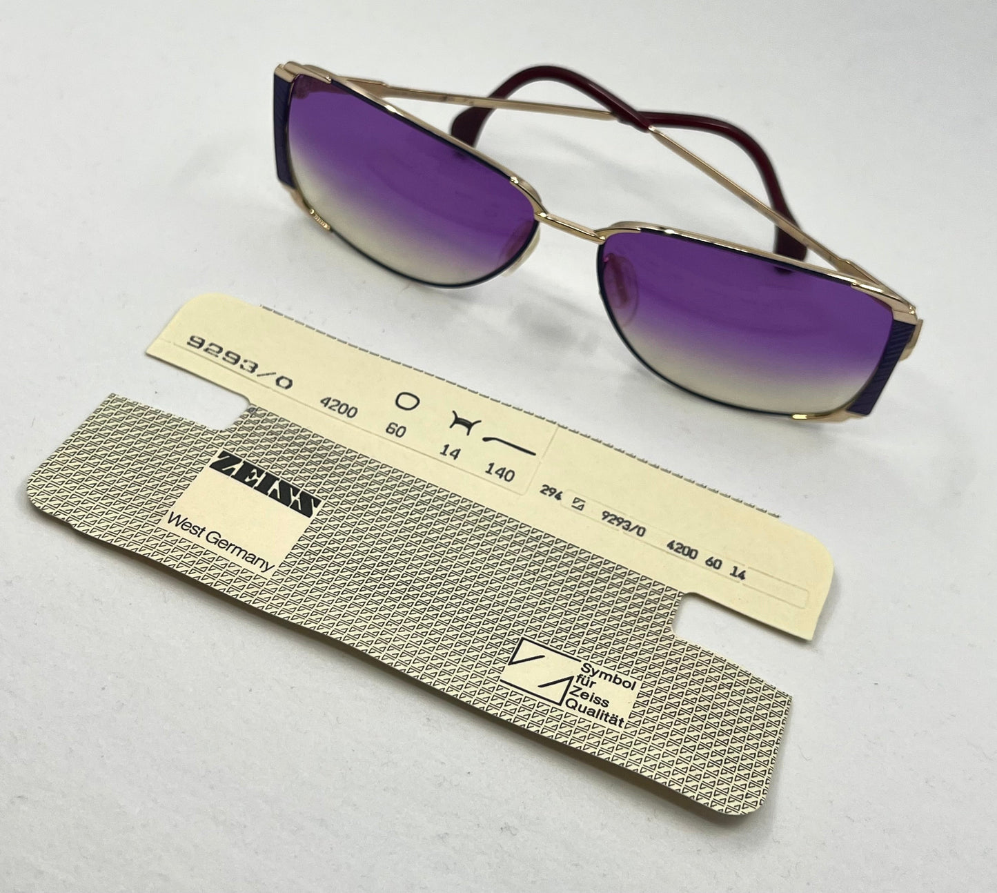 ZEISS 9293/0 Vintage Sunglasses w/New Purple to Yellow Gradient Custom Lenses-60mm