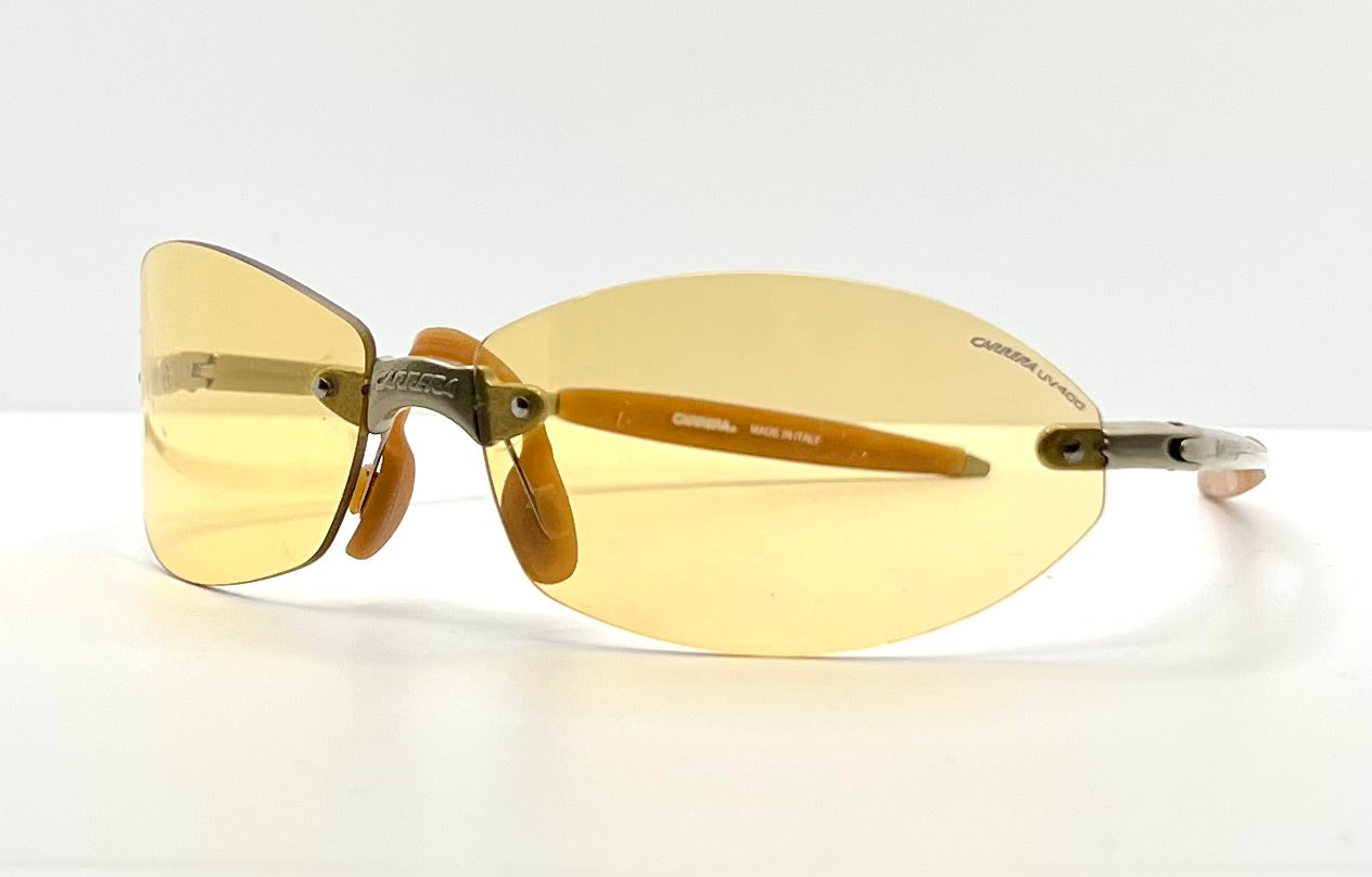 Carrera Wizard 28Z-Vintage Rimless Yellow Shield Sunglasses-66Mm-Italy