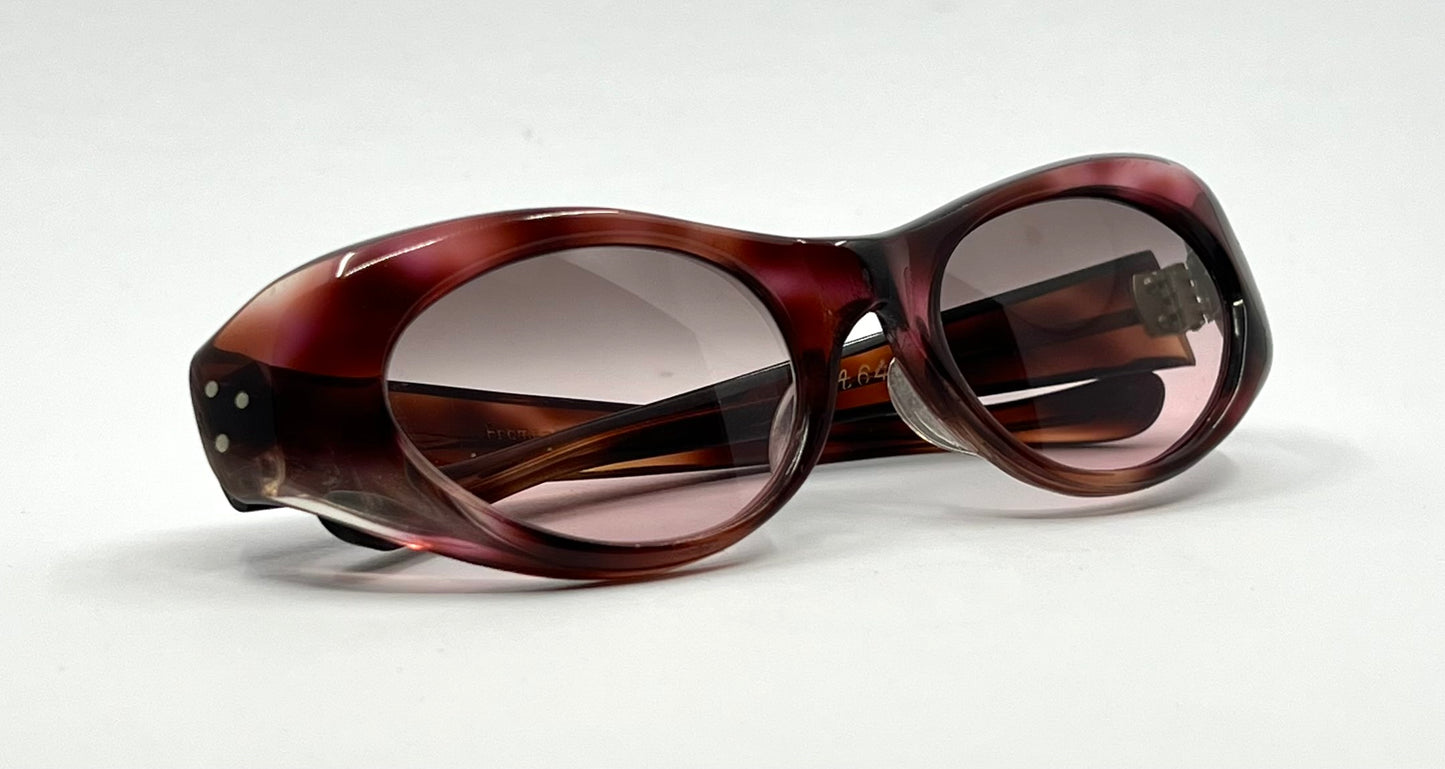 French Artisan A640 Vintage Sunglasses-Burgundy Acetate-New Gradient Custom Lenses