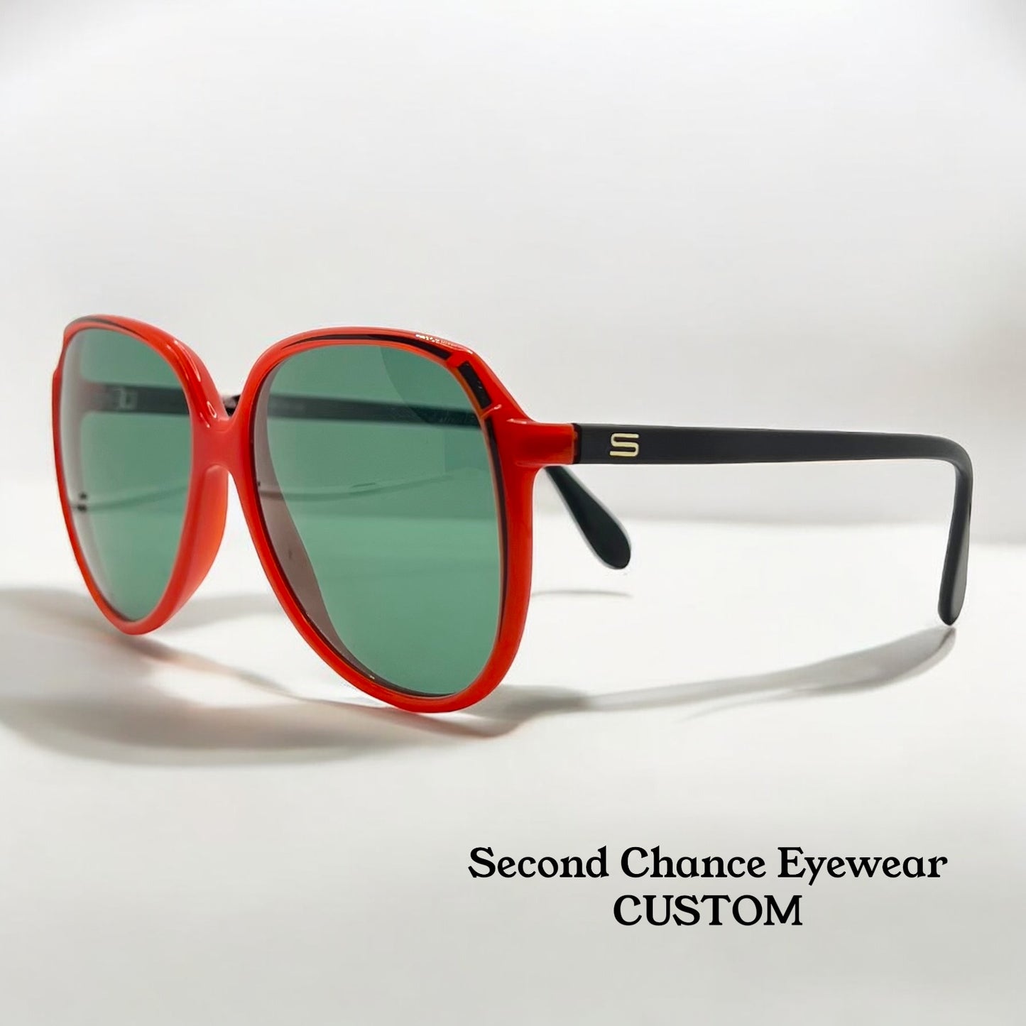 Silhouette Mod 1103 Vintage Sunglasses W|New Solid Green Custom Lenses-56Mm-Unworn