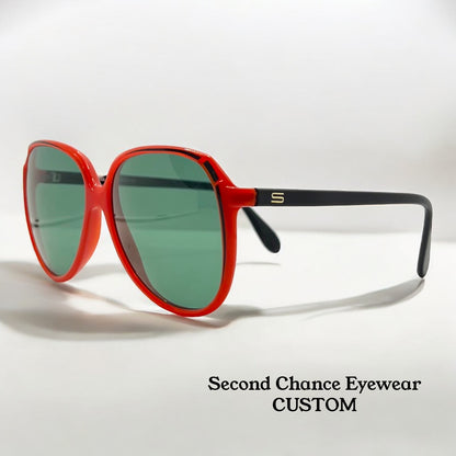 Silhouette Mod 1103 Vintage Sunglasses W|New Solid Green Custom Lenses-56Mm-Unworn