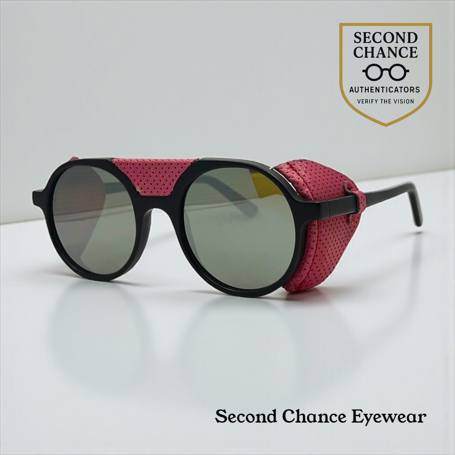 L.G.R Reunion III Glacier Sunglasses 49-22 Pink Leather Shields – Full Kit – Unworn