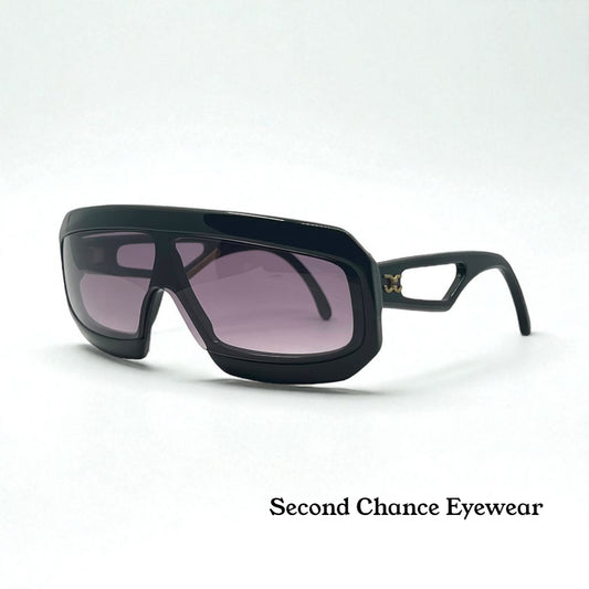 Claudia Carlotti Zenith CS-10 Vintage Shield Sunglasses Black/Gold Collector’s Cond