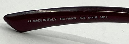Gucci GG1485/S 8U5 Burgundy Red Y2K Vintage Sunglasses-Deadstock-Italy