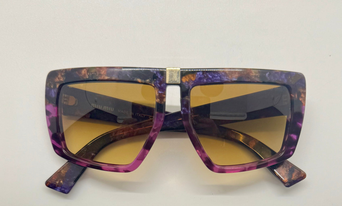 Miu Miu SMU 05O-Vintage Sunglasses-Marbled Purple Amber Frame-Italy-55mm