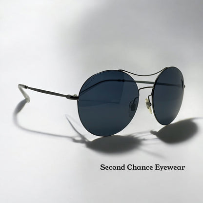 Gucci Gg 4252|S Kj14X Round Sunglasses-58Mm Matte Black-Blue Lens-Italy