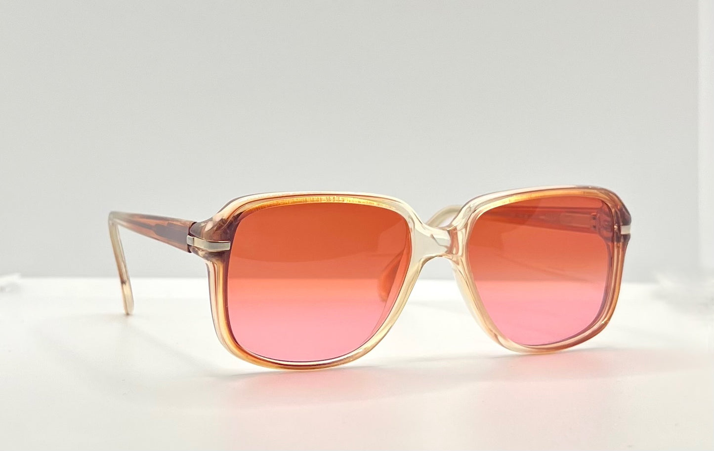 Vintage Deadstock Translucent Peach & Honey Sunglasses – Custom Solid Pink Berko’s Designs Lenses