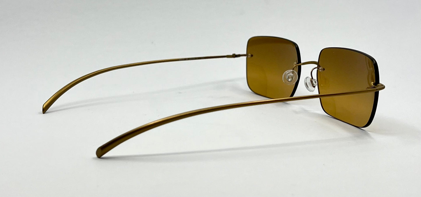 Donna Karan DKNY 9218S 711 Rimless Sunglasses Gold Amber Lenses Deadstock