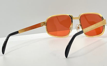 Swan Medici 50420 Vintage Sunglasses-Gold Textured Frame W|New, Custom “Tuscan Flame” Lenses-Deadstock-Italy