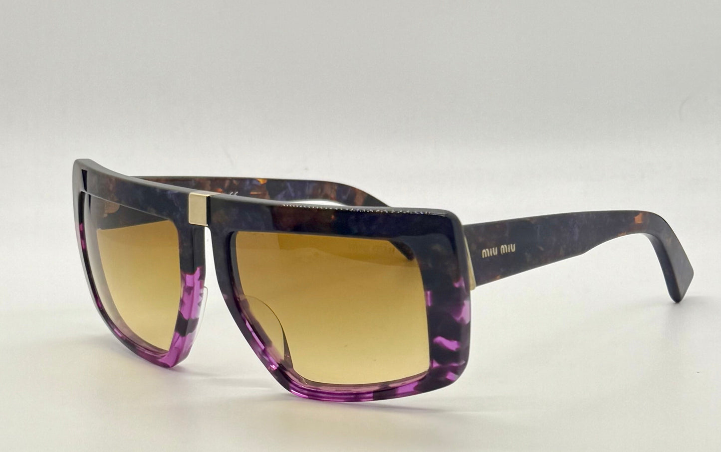 Miu Miu SMU 05O-Vintage Sunglasses-Marbled Purple Amber Frame-Italy-55mm